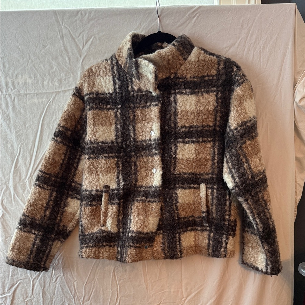 HYFVE Plaid Jacket in Brown and Cream